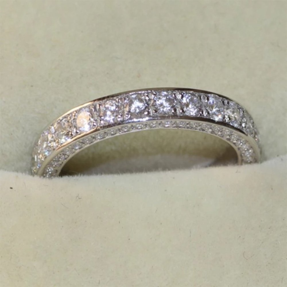 New 925 Silver Beautiful Band Engagement Diamond Ring - Picture 5 of 6